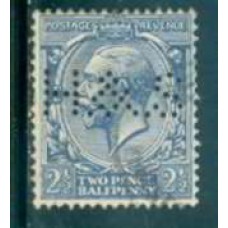 GRB0163UP.07-SELO GEORGE V, 2 1/2P COM PERFIN FILIGRANA 'H' - GRÃ-BRETANHA - 1924 - U