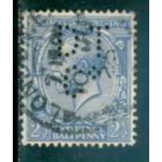 GRB0163UP.10-SELO GEORGE V, 2 1/2P COM PERFIN FILIGRANA 'H' - GRÃ-BRETANHA - 1924 - U