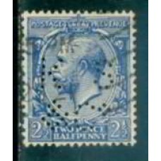 GRB0163UP.15-SELO GEORGE V, 2 1/2P COM PERFIN FILIGRANA 'H' - GRÃ-BRETANHA - 1924 - U