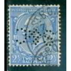 GRB0163UP.17-SELO GEORGE V, 2 1/2P COM PERFIN FILIGRANA 'H' - GRÃ-BRETANHA - 1924 - U