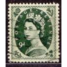 GRB0296U-SELO ELIZABETH II FILIGRANA 'N', 9P - GRÃ-BRETANHA - 1955/57 - U