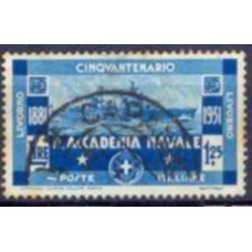 ITA0282U-SELO CINQUENTENÁRIO DA ACADEMIA NAVAL DE LIVORNO, 1,25L - ITÁLIA - 1931 - U