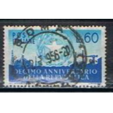 ITA0727U-SELO 10º ANIVERSÁRIO DA REPÚBLICA, 60L - ITÁLIA - 1956 - U