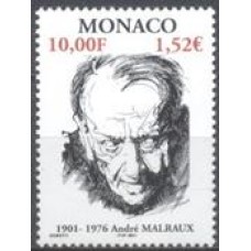 MNC2301M-SELO CENTENÁRIO DE NASCIMENTO DO ESCRITOR ANDRÉ MALRAUX - MÔNACO - 2001 - MINT