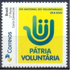 PB0168M-SELO PERSONALIZADO PÁTRIA VOLUNTÁRIA - DIA NACIONAL DO VOLUNTARIADO, GOMADO - 2020 - MINT
