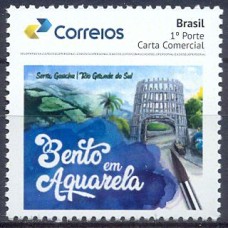PB0169M-SELO PERSONALIZADO BENTO EM AQUARELA, GOMADO - 2020 - MINT