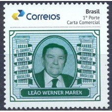 PB0176M-SELO PERSONALIZADO OS GRANDES NOMES DA FILATELIA BRASILEIRA - LEÃO W MAREK, GOMADO - 2020 - MINT
