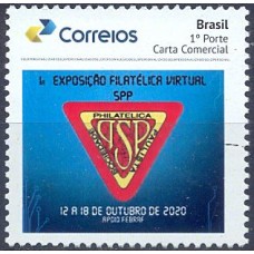 PB0177M-SELO PERSONALIZADO 1ª EXPOSIÇÃO FILATÉLICA VIRTUAL SPP, GOMADO - 2020 - MINT