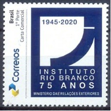 PB0182M-SELO PERSONALIZADO INSTITUTO RIO BRANCO 75 ANOS, GOMADO - 2020 - MINT