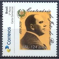 PB0194M-SELO PERSONALIZADO ABL 124 ANOS - CENTENÁRIO DO NASCIMENTO DE JOÃO DO RIO, GOMADO - 2021 - MINT