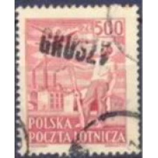 POLA027UA-SELO AÉREO INDÚSTRIAS E TRABALHADOR COM SOBRECARGA GROSZT - POLÔNIA - 1950 - U