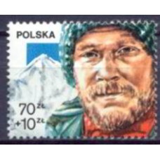 POLB116MS-SELO DO BLOCO ALPINISTA JERZY KUKUCZKA - POLÔNIA - 1988 - MINT