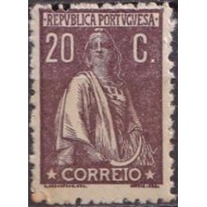 POR0245NB-SELO CERES, 20C MARROM DENTEAÇÃO 12 X 11,5 - PORTUGAL - 1917/24 - N