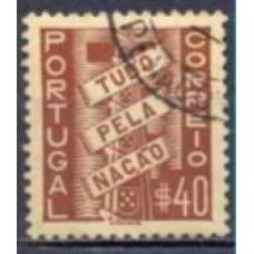 POR0582U-SELO TUDO PELA NAÇÃO, 40C - PORTUGAL - 1935/36 - U