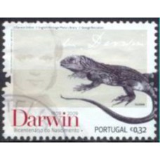 POR3364U-SELO BICENTENÁRIO DO NASCIMENTO DE DARWIN, IGUANA - PORTUGAL - 2009 - U