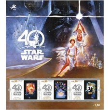 POR4290MF-BLOCO 40 ANOS DA SAGA STAR WARS - PORTUGAL - 2017 - MINT