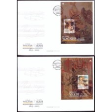 PORF3789-SÉRIE 2 FDCS BLOCOS BICENTENÁRIO DO NASCIMENTO DE VERDI E WAGNER - PORTUGAL - 2013