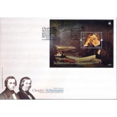 PORFB299-FDC BLOCO BICENTENÁRIO DO NASCIMENTO DE SCHUMANN - PORTUGAL - 2010