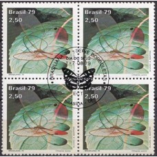 QC1098.32-QUADRA EXPOSIÇÃO FILATÉLICA BRASILIANA 79 - DIA DO SELO - BORBOLETAS, 2,50 - 1979 - CBC BRASÍLIA