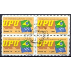 QC1108.01-QUADRA XVIII CONGRESSO DA UNIÃO POSTAL UNIVERSAL, 12,00 BANDEIRAS - 1979 - CBC RIO DE JANEIRO