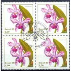 QC1162.02-QUADRA EXPOSIÇÃO FILATÉLICA ESPAMER 80 - ORQUÍDEAS BRASILEIRAS, CATTLEYA - 1980 - CBC RIO DE JANEIRO