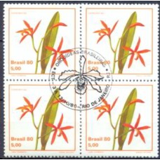 QC1163.02-QUADRA EXPOSIÇÃO FILATÉLICA ESPAMER 80 - ORQUÍDEAS BRASILEIRAS, LAELIA - 1980 - CBC RIO DE JANEIRO