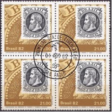 QC1270.04-QUADRA DIA DO SELO - CENTENÁRIO DA EMISSÃO CABEÇA GRANDE - 1982 - CPD SÃO PAULO