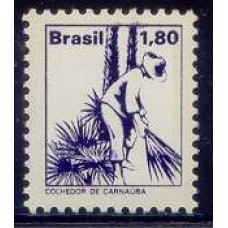 RE0578M-SELO TIPOS E PROFISSÕES NACIONAIS - COM MOLDURA FOSFORESCENTE, COLHEDOR DE CARNAÚBA - 1979 - MINT