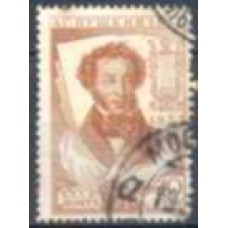RUS0590UB-SELO CENTENÁRIO DE MORTE DO POETA A. S. POUCHKINE, 10K DENTEAÇÃO 14 - URSS - 1937 - U