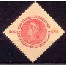 SB0107N-SELO CENTENÁRIO DO NASCIMENTO DE CARLOS GOMES, 300 RÉIS CARMIM - 1936 - N