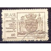 SB0563U-SELO CENTENÁRIO DA AGÊNCIA POSTAL-TELEGRÁFICA DE LAGUNA - 1967 - U