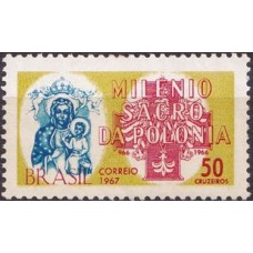 SB0565NA-SELO MILÊNIO SACRO DA POLÔNIA, 2ª TIRAGEM (AMARELO ESCURO) - 1967 - N