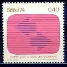 SB0837M-SELO HOMENAGEM AOS MEIOS DE COMUNICAÇÃO, TEVÊ - 1974 - MINT