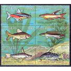 SB0939MS-SEXTILHA PEIXES DE ÁGUA DOCE NO BRASIL - 1976 - MINT