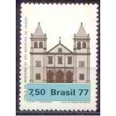 SB1025M-SELO ARQUITETURA RELIGIOSA NO BRASIL - IGREJAS, MOSTEIRO DE SÃO BENTO - 1977 - MINT
