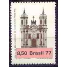 SB1026M-SELO ARQUITETURA RELIGIOSA NO BRASIL - IGREJAS, IGREJA DE OURO PRETO - 1977 - MINT