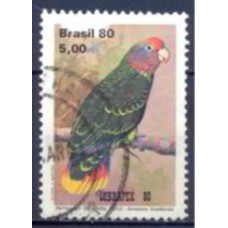 SB1167U-SELO VII EXPOSIÇÃO FILATÉLICA LUBRAPEX - FAUNA BRASILEIRA - PSITACÍDEOS, CARA ROXA - 1980 - U