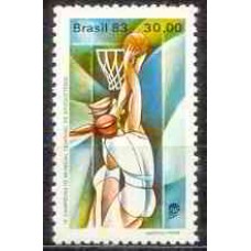 SB1329M-SELO 9º CAMPEONATO MUNDIAL DE BASQUETEBOL FEMININO, FUNDO AZUL - 1983 - MINT