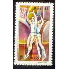 SB1330M-SELO 9º CAMPEONATO MUNDIAL DE BASQUETEBOL FEMININO, FUNDO VINHO - 1983 - MINT