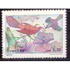 SB1532M-SELO NATAL - PÁSSAROS, AVE E FLORES - 1986 - MINT
