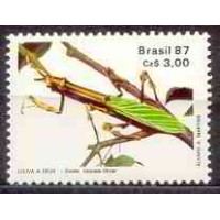 SB1554M-SELO 50º ANIVERSÁRIO DA SOCIEDADE BRASILEIRA DE ENTOMOLOGIA, LOUVA-A-DEUS - 1987 - MINT