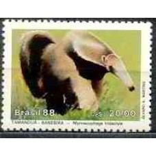 SB1591M-SELO PRESERVAÇÃO DA FAUNA BRASILEIRA - MAMÍFEROS EM EXTINÇÃO, TAMANDUÁ - 1988 - MINT