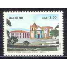 SB1668M-SELO ARQUITETURA RELIGIOSA NO BRASIL, IGREJA DE NOSSA SENHORA DA VITÓRIA/OEIRAS - 1990 - MINT