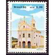 SB1669M-SELO ARQUITETURA RELIGIOSA NO BRASIL, IGREJA DE NOSSA SENHORA DO ROSÁRIO/OURO PRETO - 1990 - MINT