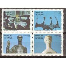 SB1698MQ-QUADRA EXPOSIÇÃO FILATÉLICA LUBRAPEX 90 - ESCULTURAS DE ALFREDO CESCHIATTI - 1990 - MINT