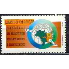 SB1800M-SELO CONFERÊNCIA ONU SOBRE MEIO AMBIENTE E DESENVOLVIMENTO ECO RIO, FAUNA/FLORA - 1992 - MINT