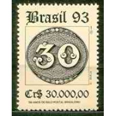 SB1843M-SELO 150 ANOS DA EMISSÃO DOS 'OLHOS-DE-BOI' - EXPOSIÇÃO FILATÉLICA BRASILIANA 93, 30 RÉIS - 1993 - MINT