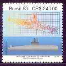 SB1877M-SELO LANÇAMENTO DO TAMOIO - PRIMEIRO SUBMARINO CONSTRUÍDO NO BRASIL - 1993 - MINT