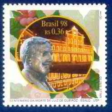 SB2141M-SELO 100 ANOS DA MORTE DE LUIZ DE QUEIROZ - ESALQ - USP - 1998 - MINT