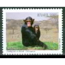SB2716M-SELO ZOOLÓGICOS DO BRASIL, CHIMPANZÉ - 2007 - MINT